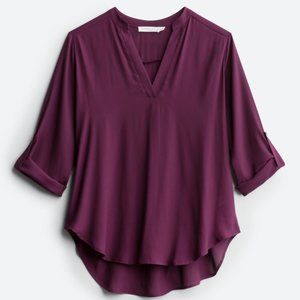 Lush -  Warren Split Neck Blouse [S] Purple